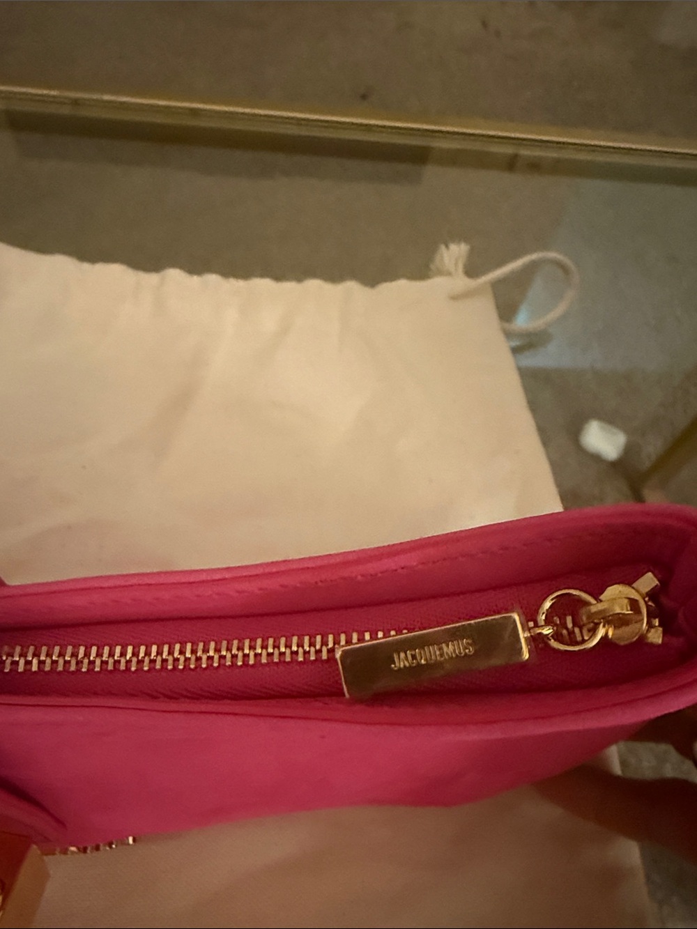 Jacquemus Authentic Hot Pink Shoulder Bag with Gold Padlock - Picture 5 of 15